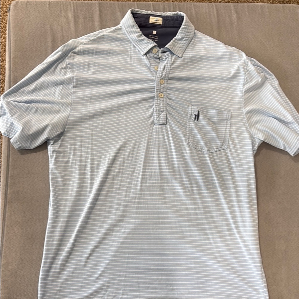 Johnnie-O Men's Light Blue Striped Polo Shirt